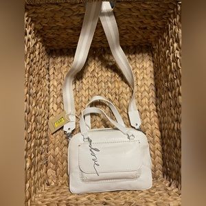 Ellen Degeneres White Leather and Canvas Bag - Boxy w/ Handles or Strap